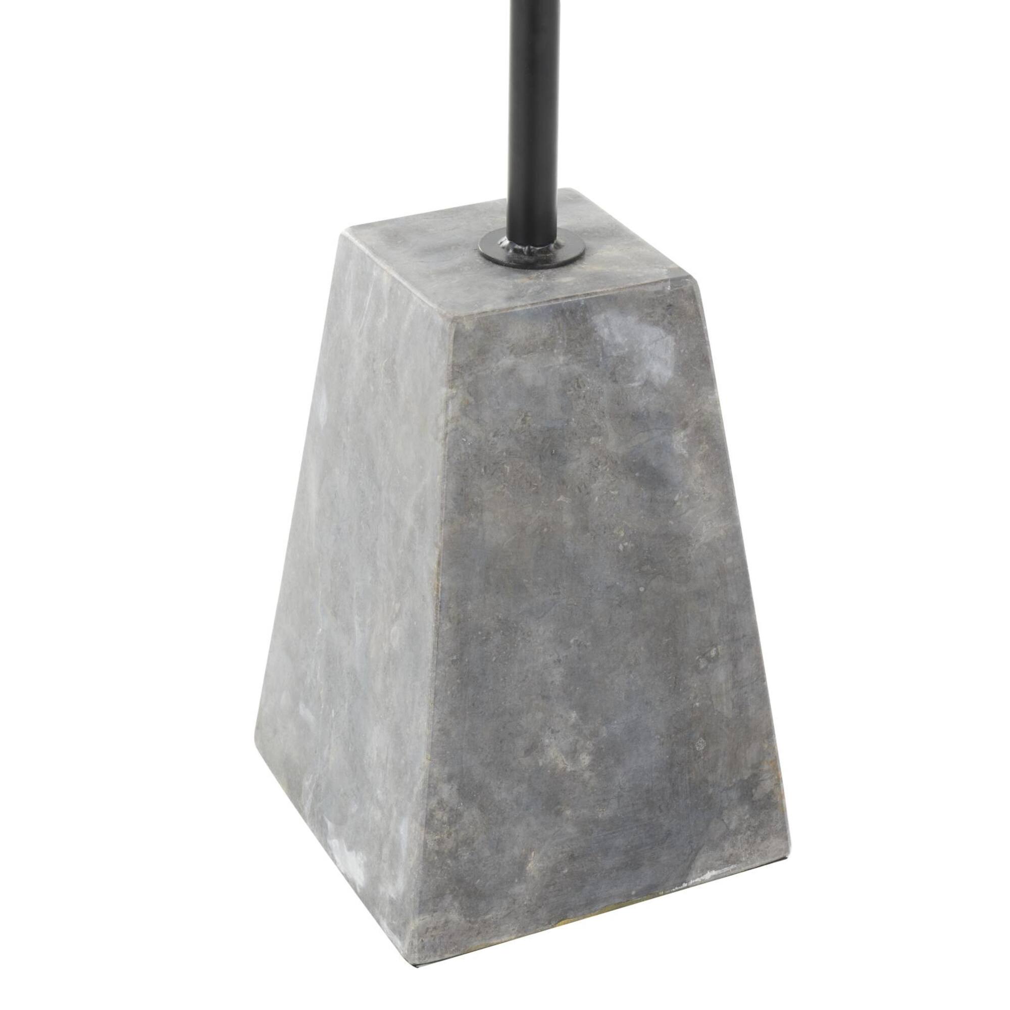 22.5" Black & Gray Wood Accent Table with Marble Pyramid Base